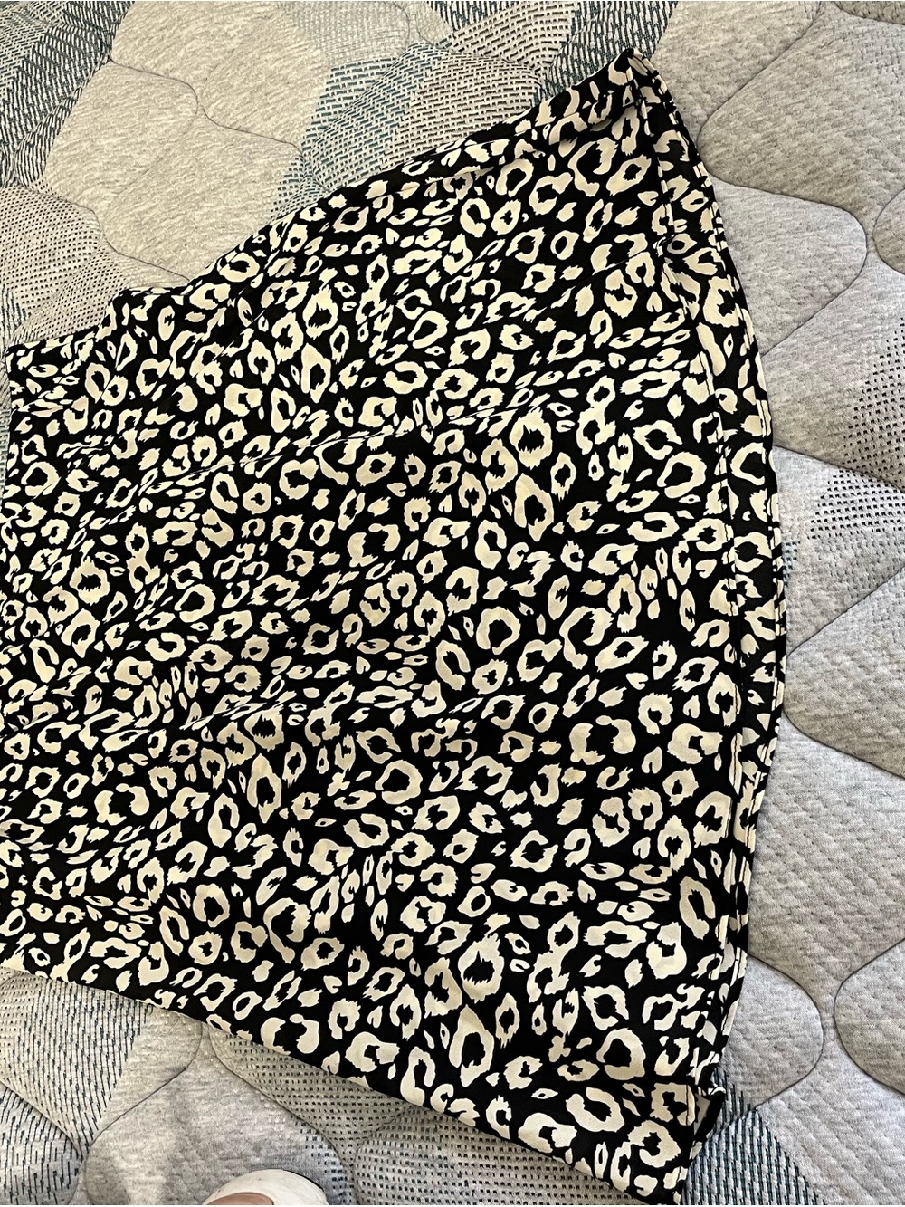 Nasty Gal Black & Cream Leopard Print Skater Skirt